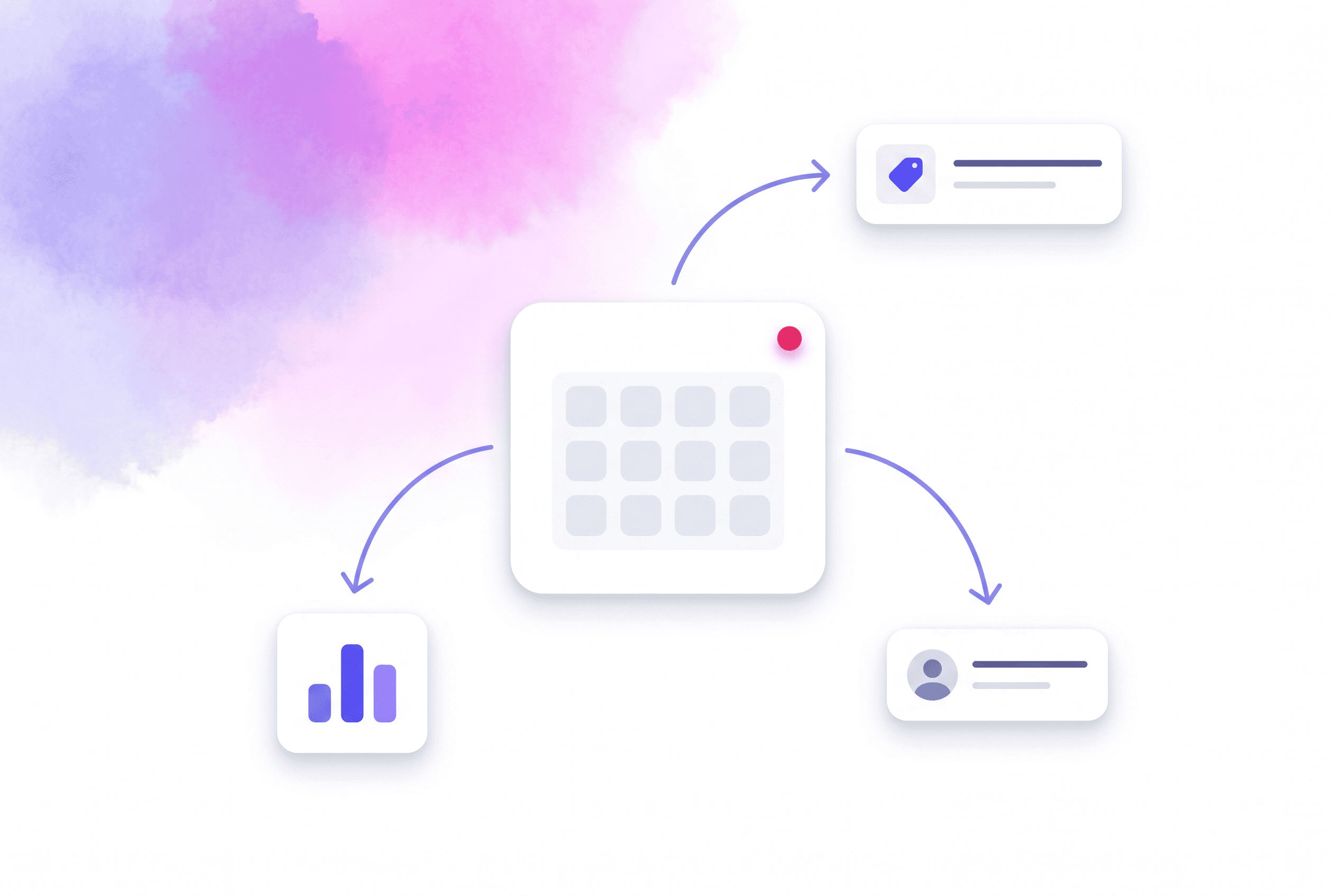 Imagem: O calendário conversa com a criação, o CRM e os relatórios.