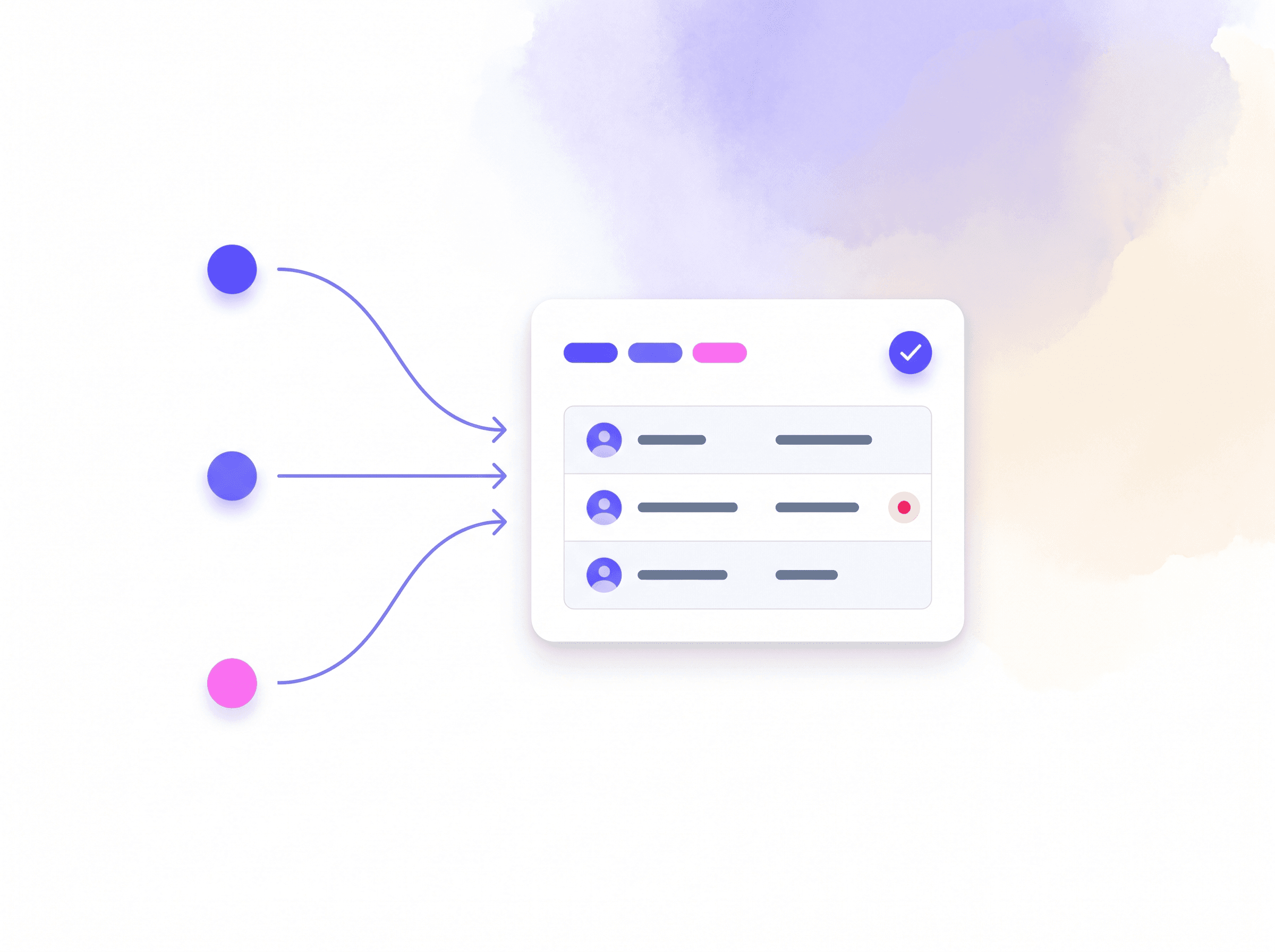 Painel de CRM com leads entrando de múltiplos canais, cada um com origem carimbada e resposta automática